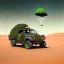 Placeholder: air drop, centered,boat in desert, 6 wheeler, green sky, worms, rocks