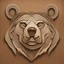 Placeholder: combine textured wood with stylized shape of a bear head, graphic style, minimalistic, clean