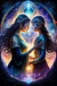 Placeholder: artistic work, a younger girl and her older mother in an mystic of eight shining, glittery- shadows shape, etheral, generations, love, embracing each other, touching, mystic relationship, expressive illustration of the mother-daughter relationship detailed matte painting, deep color, fantastical, intricate detail, splash screen, complementary colors, fantasy concept art, 8k resolution trending on Artstation Unreal Engine 5 in Gouache Style, Watercolor, Museum Epic Impressionist Maximalist Master