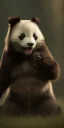 Placeholder: Demonic panda with fangs and scary in the dark scary forest Growling