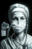 Placeholder: Specialty, nurse, job, medical equipment, lighting, needle, plaster, bandages, muzzle, nurse, drawing, portrait