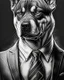 Placeholder: full head Illustrative sketch of a image of an angry humanoid dog, suit and tie, arte lineal ultra quality, 8k, cabeza completa, cabeza completa