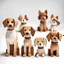 Placeholder: Cute dog Figures in wood over white background