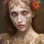 Placeholder: singer Danish MØ face, wildflower, facepaint, dnd character portrait, intricate, oil on canvas, intricate detail , soft smooth lighting, soft pastel colors, painted Renaissance style,