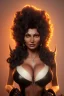 Placeholder: Pam Grier as evil queen in black leather, leather, busty, cleavage, angry, stern look. character design by cory loftis, fenghua zhong, ryohei hase, ismail inceoglu and ruan jia. unreal engine 5, artistic lighting, highly detailed, photorealistic, fantasy