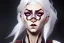 Placeholder: portrait fantasy mechanical woman pearl white hair white eyes