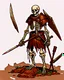 Placeholder: tabletop RPG skeleton warrior with spear and rusted chainmail rpg art no background