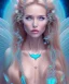 Placeholder: femme cosmique fin, féerique harmonieux grand cheveux blond, collier avec des codes céleste, dans le coeur avec en dessous chateau féerique, lac bleu turquoise,