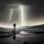 Placeholder: A man walking on the moon during a thunderstorm