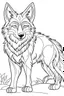 Placeholder: coloring page for kids, wolf, cartoon style, thick outline, low details, no shading, no color