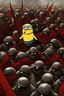 Placeholder: Minions in the red army in an intense firefight with dead minions and bloody bodies around