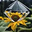 Placeholder: singular delicate transparent glass diamond crystal sunflower