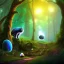 Placeholder: black cat, walking, psychedelic forest, crystals, mushrooms