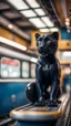 Placeholder: full body portrait of bazooka panther chilling on top of a high speed train in the metro barber shop tool shed,bokeh like f/0.8, tilt-shift lens 8k, high detail, smooth render, down-light, unreal engine, prize winning