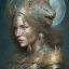 Placeholder: sango fantasy, fantasy magic, intricate, sharp focus, illustration, highly detailed, digital painting, concept art, matte, artgerm and paul lewin and kehinde wiley, masterpiece silver tiger head bronze Asian African nice breast Afo woman turquoise snow waves