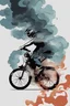 Placeholder: the bike is abstract and then the smoke comes out. Have the city silhouette in front of you. Produce it in png format that can be used as a logo.