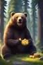 Placeholder: Bear eating honig and is in a wald and play fortnite and polar lichter