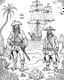 Placeholder: Pirates of the Caribbean: Ghostly Pirates Coloring Adventure: Design a spine-chilling coloring page inspired by the Pirates of the Caribbean movie, showcasing ghostly pirates haunting a deserted island. Let young artists explore their imagination as they add eerie details to the tattered clothing, glowing eyes, and ghostly apparitions. This coloring page provides a thrilling and chilling experience for kids to bring the haunting scene to life in black and white.