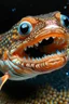 Placeholder: one fish with human smile teeth