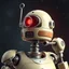 Placeholder: a retro-futuristic droid, space age, star wars, digital art, 3d render