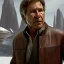 Placeholder: 8K space background with stunning photo realistic detailed head to waist portrait of harrison ford as han solo in star wars with photo realistic short hair by Sam Spratt, Yi Fan, Houston Sharp, Matija Obrovac, Sharp focus, brown eyes, weathered skin,space jacket from star wars, octane render, intricate