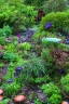 Placeholder: psychadelic garden, during a gentle rain, with mushrooms