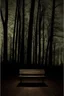 Placeholder: Night, square bench, dirt roads, trees, gothic horror films influence, creepy, photography