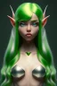 Placeholder: isometric clean art of super cute elf girl with silver hair wearing green and gold, soft lighting, soft pastel gradients, high definition, 3d icon clay render, blender 3d