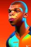 Placeholder: Mbappe look a like in 3D Cartoon World. Colors orange