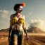 Placeholder: Ultra realistic mad max scene, people. clown sweet woman, waist up view. Tarantino style, epic, yellow smoke fog, hottest, highly detailed, concept art, unreal engine 5, god rays, ray tracing, RTX, lumen lighting, ultra detail, volumetric lighting, 3d, finely drawn, high definition, high resolution.