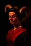 Placeholder: Portrait of a female tiefling, Caravaggio style