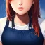 Placeholder: redhead woman, casual clotting, realistic, HD4k, watery cloud background, close up shot,