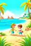 Placeholder: tropical beach two childeren