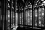 Placeholder: Visualize the black and white as you encounter stunning stained-glass windows of a church