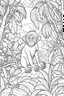 Placeholder: Outline art, Monkey in the jungle, cartoon style, no shading, --ar 9:11