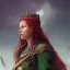 Placeholder: highly detailed portrait viking queen art, anime, red hair, green glass steel armor, cinematic lighting, 4k, 8k, octane render, digital concept art, greg rutkowski, trending on artstation, pinterest, extremely detail, 8k, ambient lighting.