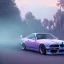 Placeholder: voiture blanche, drift, fleur, chrome, synthwave, Concept Art, couleur vibrante,BMW E36,