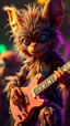 Placeholder: a psychedelic fuzzy muppet show gekko gremlin rock star with club guitar in the style of Fallout 4 and Giger, bokeh like f/0.8, tilt-shift lens 8k, high detail, smooth render, down-light, unreal engine, prize winning