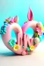 Placeholder: Text "Ailyn" in high definition, characterised in the style of Cute unicornio, pastel colour and flowers heart de colour png, illustration, fashion, 3d render, vibrant