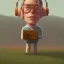 Placeholder: An awkward portrait of a nerd guy, cartoon style Simon Stålenhag