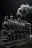 Placeholder: A steam train made of swirling smoke, with intricate patterns and designs on the locomotive's body. The artwork uses focus stacking and digital art techniques to create a surreal and detailed background. The dark, white and gray style depicts hyperrealistic sculptures and hyperdetailed illustrations of surreal and dreamy landscapes in the style of hyperphotorealism. Silver, black and grey colors are used.