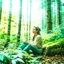 Placeholder: woman relaxing in the forest