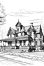 Placeholder: black and white architectural rendering of a luxury HOME styled IN THE FORM OF FRENCH COUNTRY house rough sketch