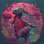 Placeholder: spatial turtle samurai, iridescent, blood, futuristic, guts, wildflower, cosmic, intricate, darkred tones,sidhe, ominous, nature, plants,