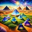 Placeholder: Phoenix Egypt. Glass pyramids. And colorful grass like stars Fantasy, Perfect Anatomy, Imagination, Lifelike, Award Winning Masterpiece, Highly Detailed Aerial Oil on Canvas Wall Art Josephine