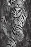 Placeholder: Rainforest, tall hybrid human tiger walking, frontal, model style, hyper realistic, accurate, delicate, extremely detailed, Graphic novel style, wide-angle, front view, open aperture, superfine pencil