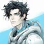 Placeholder: An handsome male alien with messy black hair and blue eyes