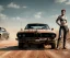 Placeholder: Realistic image. Mad max car. BMW 4 series, 2023 version. One woman standing in front of car. 4k resolution, intricate details, ornate details, soft lighting, vibrant colors, mad max background