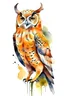 Placeholder: the owl is standing.watercolor drawing.