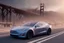 Placeholder: A Tesla 'Model Y' is drifting at high speeds, on the 'Golden Gate' bridge. (CINEMATIC, WIDE ANGLE LENS, PHOTO REAL)